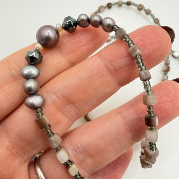 33" SILPADA N1784 Sterling Silver, Hematite, pearl, glass seed bead necklace! - Picture 5 of 13